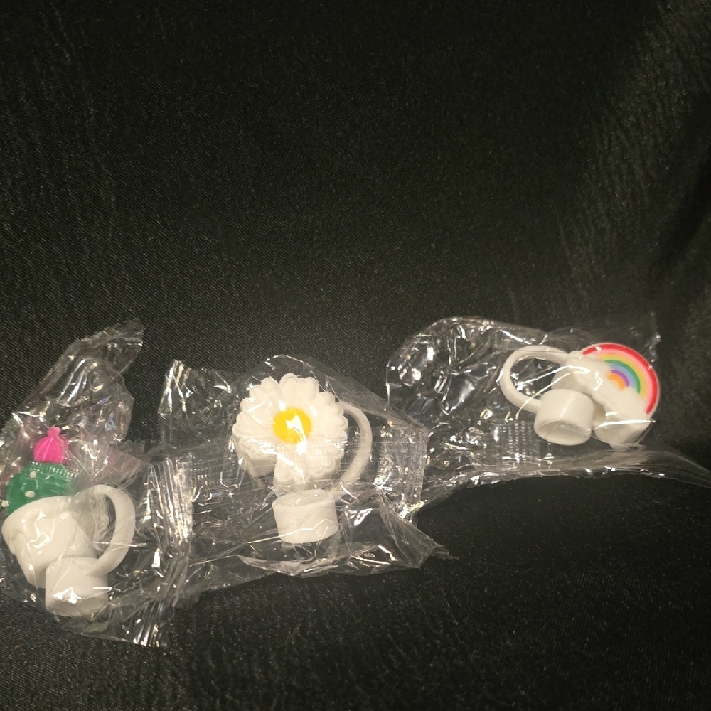 Set of Three Cute Straw Toppers